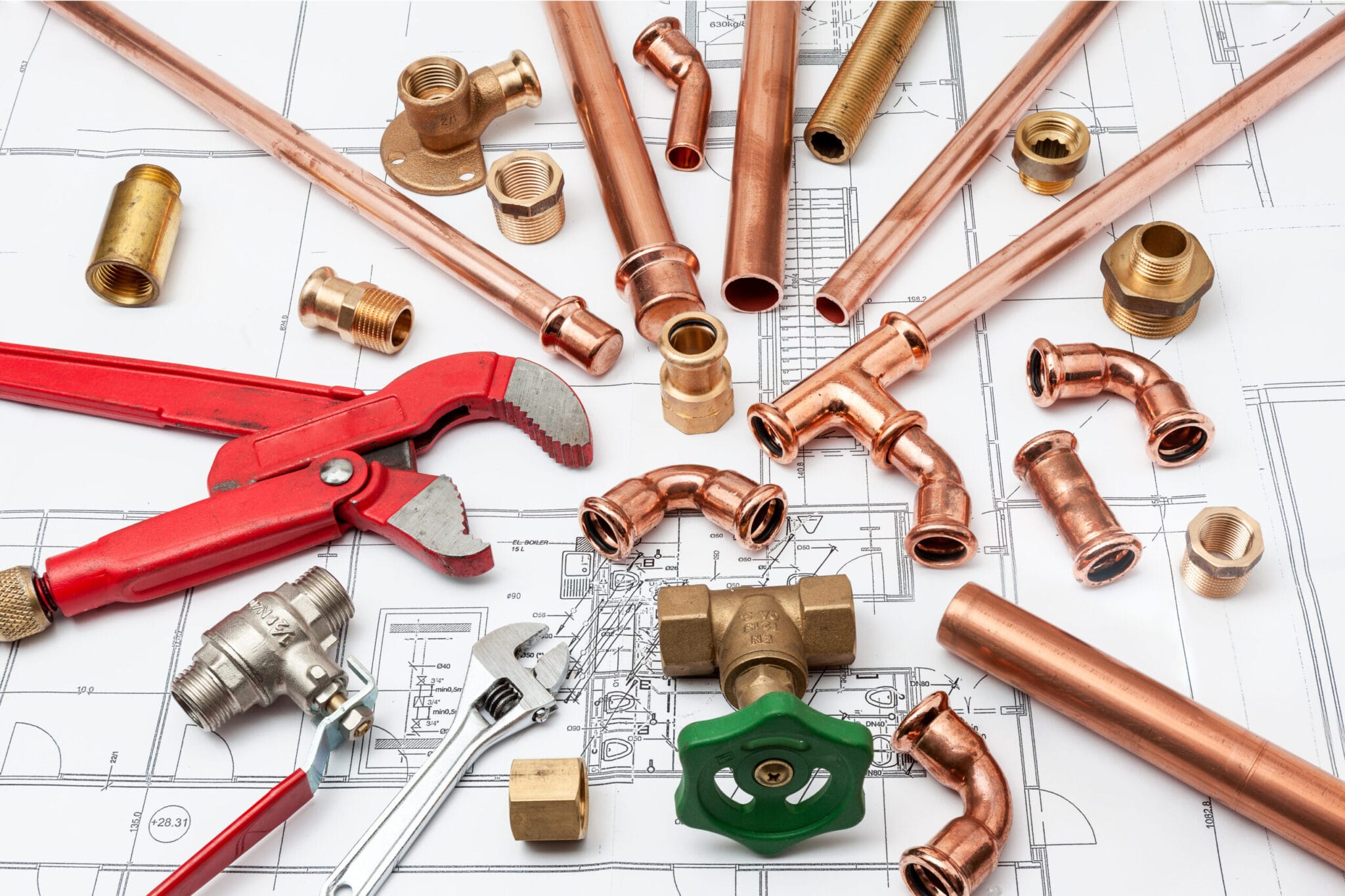 Copper pipe fittings and plumbing parts for Peachtree Corners, Georgia repairs